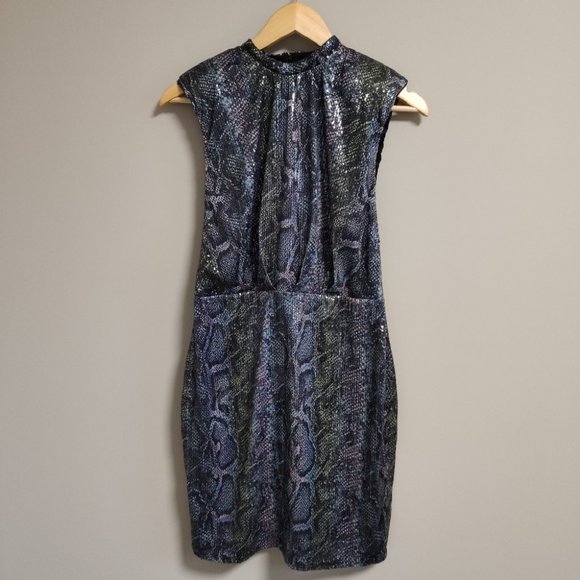 ASOS Sequin Multicolor Print Sleeveless Party Dress Size 8 - Picture 2 of 10
